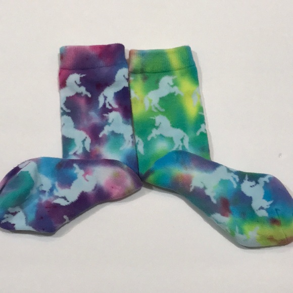 NWT Handmade Tye Dyed Unicorn Crazy Socks - Picture 2 of 6